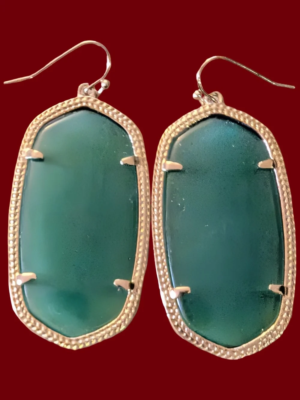 Kendra Scott Danielle Gold Frame Green Cats Eye Drop Earrings